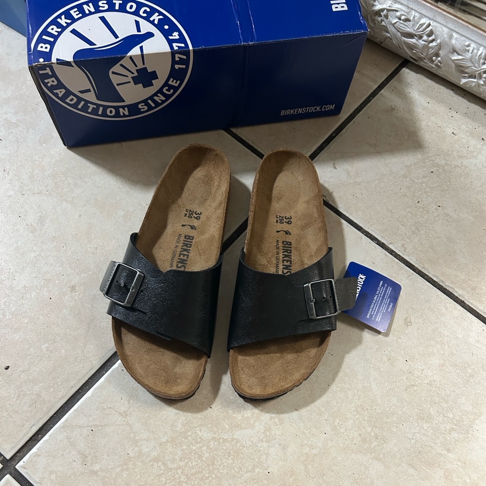 Birkenstock Brown mocka (39) size 8 Birbick Double-Strap Sandals slides NIB - Picture 11 of 13